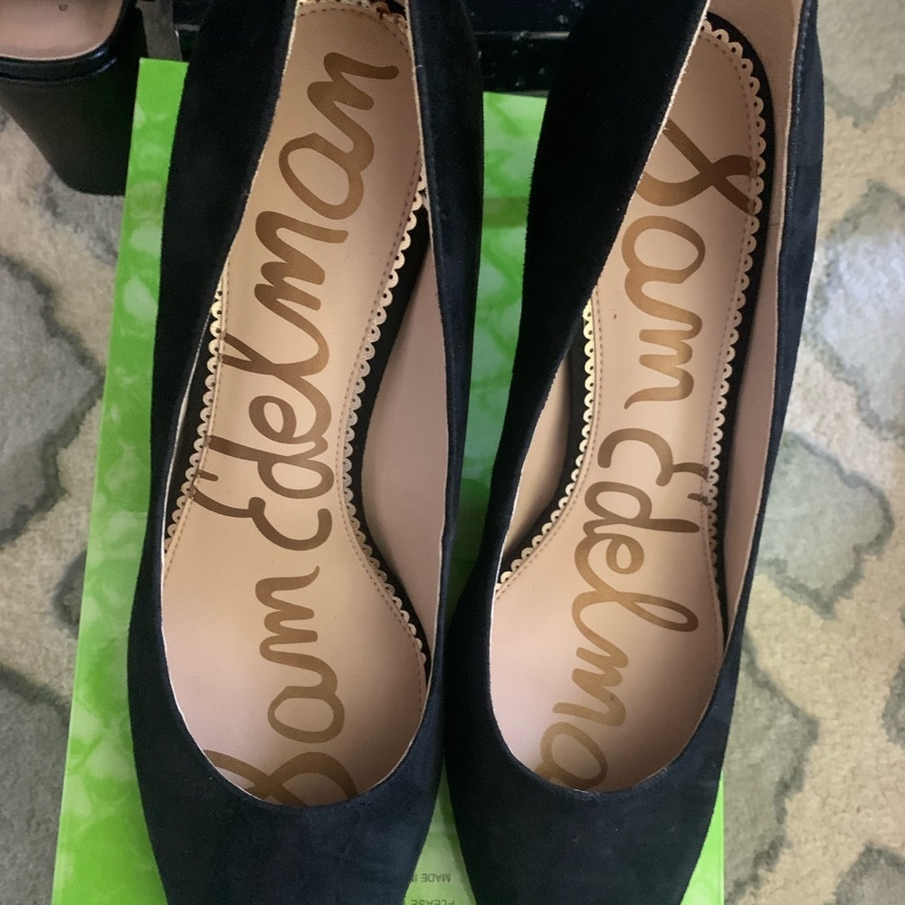 BNWT and box black suede pumps, never worn